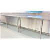 Image 2 : LARGE STAINLESS STEEL TANK TABLE APPROX 14 X 2 X 3' (2 TABLES WITH JOINED TANK) WITH BACKSPLASH