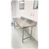Image 2 : STAINLESS STEEL WORK TABLE WITH BACKSPLASH APPROX 5 X 2 X 2.5' WITH DUAL MONITOR MOUNT