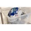 Image 4 : ULINE 4 TIER METAL MOBILE RACK WITH ASSORTED MASKS AND CLEANROOM GOWNS