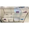 Image 5 : ULINE 4 TIER METAL MOBILE RACK WITH ASSORTED MASKS AND CLEANROOM GOWNS