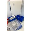 Image 4 : ASSORTED JANITORIAL SUPPLIES; MOP BUCKETS, SQUEEGEES, FLOOR STICKY ROLLERS AND MORE