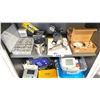 Image 2 : CONTENTS OF SHELVING UNIT IN KITCHEN; ASSORTED HARDWARE, FISHER SCIENTIFIC WEIGHT, ASSORTED GAGES