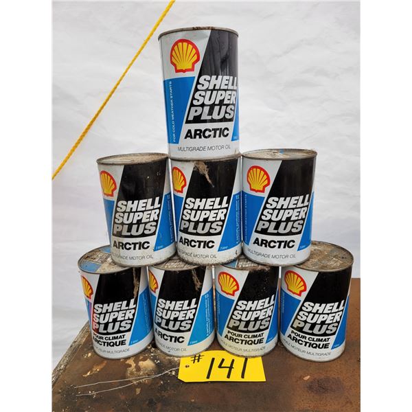 (So much each x 8) 8- Shell super plus oil tins
