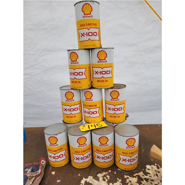 (So much each x 10) Shell X100 oil tins