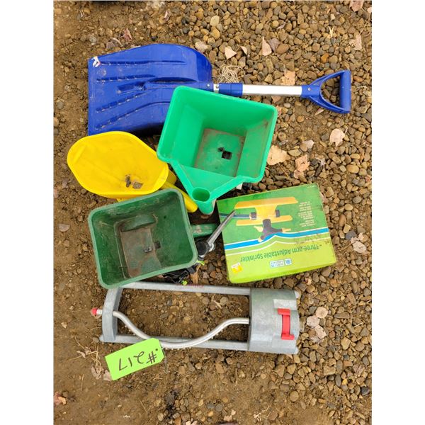 Sprinklers, spreaders & shovel