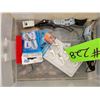 Image 13 : Various tapes, hardware, hinges, peg hooks, nails and small plastic 4-drawer containers