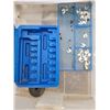 Image 3 : Various tapes, hardware, hinges, peg hooks, nails and small plastic 4-drawer containers