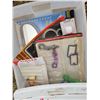 Image 9 : Various tapes, hardware, hinges, peg hooks, nails and small plastic 4-drawer containers