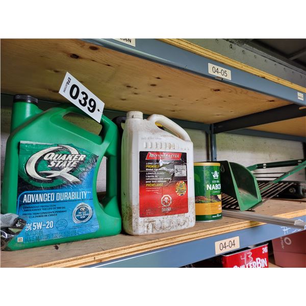 Various oils, camping BBQ, flashlights, funnels and misc.