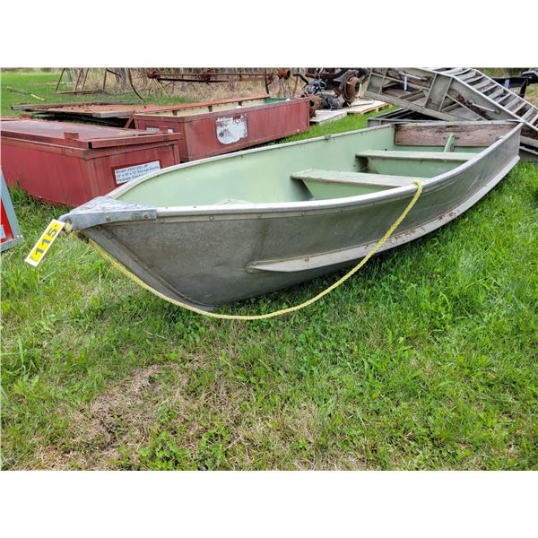 Approx. 12 ft Alum. Boat c/w 2- oars