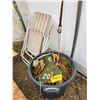 Image 1 : Bucket of number plates & fold-out chair