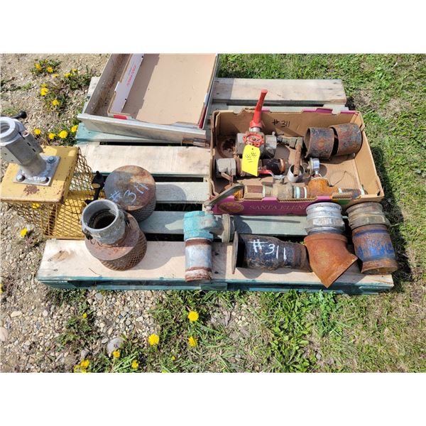 Pallet of metal fittings, metal hose fittings, etc.