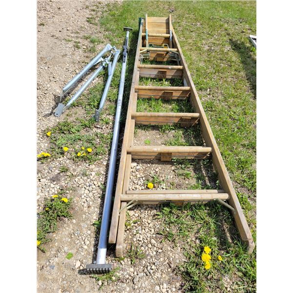 Wooden step ladder, tri-pod & ext. support