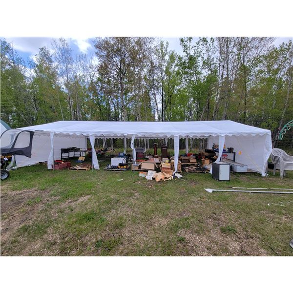 Tent c/w sides, approx. 20' x 40' (Buyer responsible to take down After June 13th)