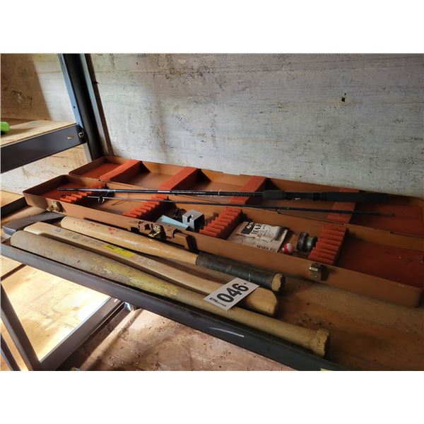 Rod & rod holder, 2- bats & axe