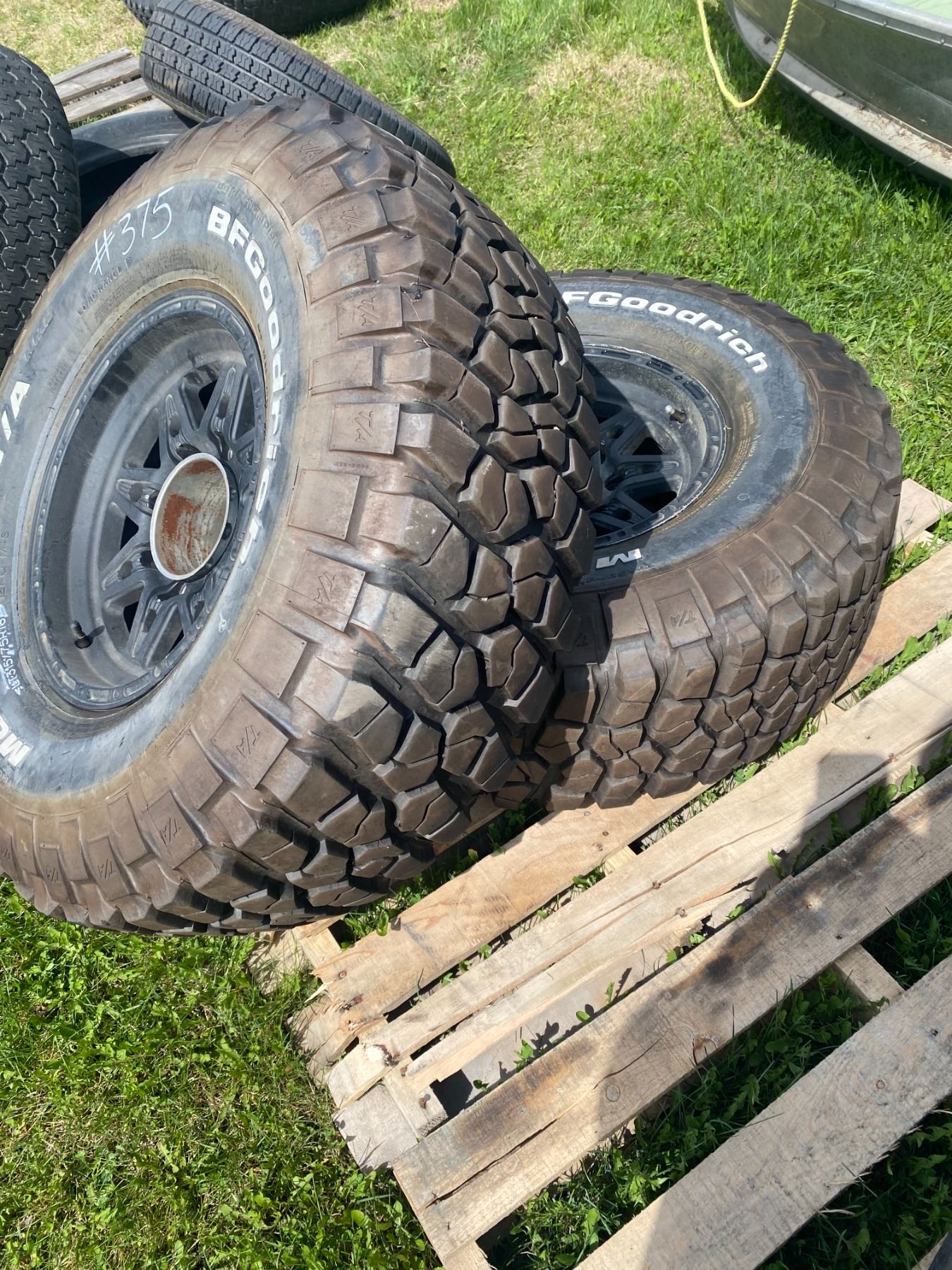 (so much each x 4) 4- Tires & rims, BF Goodrich, LT315/75R16 & 8-hole rims