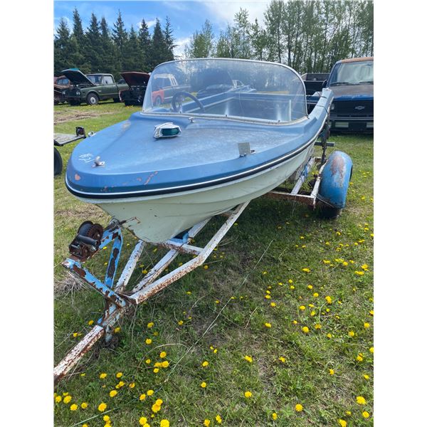 14 ft Anchor fiberglass boat & trailer, SN. Not visible (West Yard)