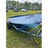 Image 1 : Blue & White wooden boat c/w trailer (West Yard)