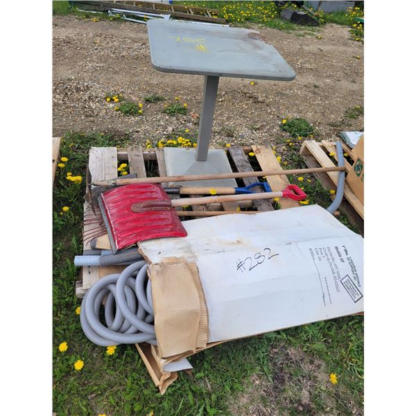 Table, rakes, pipe insulation