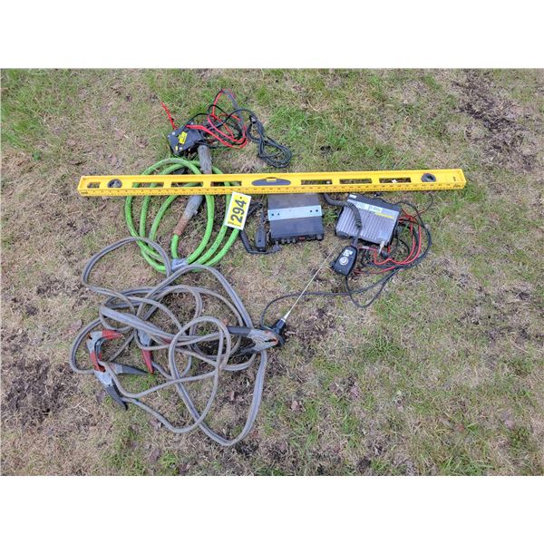 Booster cables, trailer plug, CBs, level & elec.