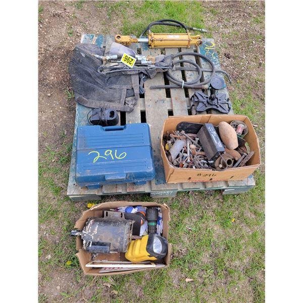 Hyd. Cylinder, qty of bolts, battery charger, elec. Motor, qty of drill bits
