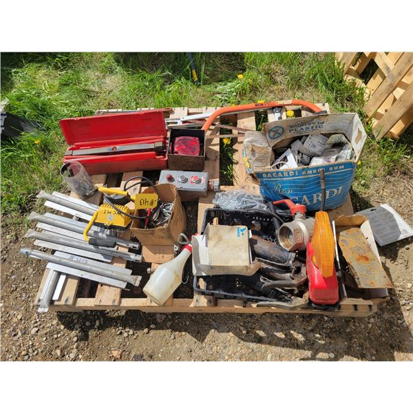 Grease guns, pipe wrench, hand saws, lights, elec. Valves, BBQ burners, elec. Control switch, safety