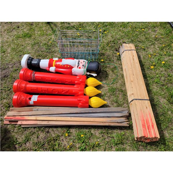 Candles, wood stakes, baskets, etc.