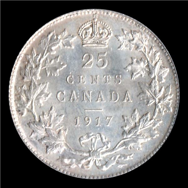 CANADA 25 Cents 1917 Silver CCCS Mint State Coin