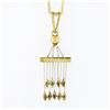 Image 6 : Unique Vintage 14k TT Gold Diamond Tiered Bar Tassel Dangle Pendant Necklace