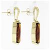 Image 4 : 18k Gold 10.0 ctw Marquise Cut Fine Orange Citrine & Diamond Drop Dangle Earring