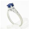 Image 9 : Vintage 14k White Gold 1.26 ctw Round Sapphire Solitaire Open Work Engagement Ri
