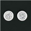 Image 2 : New 14k White Gold .44 ctw Martini Bezel Set Round Brilliant Diamond Stud Earrin