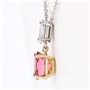 Image 4 : 14k TT Gold 1.53 ctw Oval Pink Tourmaline Marquise Diamond Dangle Pendant Neckla