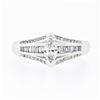 Image 4 : 14k White Gold 1.37 ctw Marquise Solitaire Baguette Round Diamond Engagement Rin
