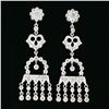 Image 2 : Elegant 18k White Gold 1.35 ctw Diamond Chandelier Milgrain Drop Dangle Earrings
