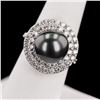 Image 3 : 12mm Tahitian Pearl and 1.45 ctw Diamond 14K White Gold Ring