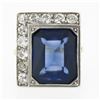 Image 4 : Antique 18K TT Gold Bezel Blue Stone 1.1 ctw Old Mine Cut Diamond Platter Ring
