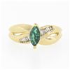 Image 4 : 14k Gold 0.66 ctw Marquise Emerald w/ Baguette Channel Diamond Engagement Ring