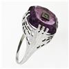 Image 9 : Antique Art Deco 14K White Gold Custom Cut Amethyst Diamond Etched Filigree Ring