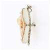 Image 5 : Vintage 14K White Gold Carved Shell Cameo Floral Filigree Lozenge Brooch Pendant