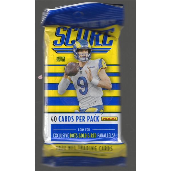 2022 Score Football Value Hanger Fat Pack: Brock Purdy ROOKIE CARD. 40 Cards per pack.