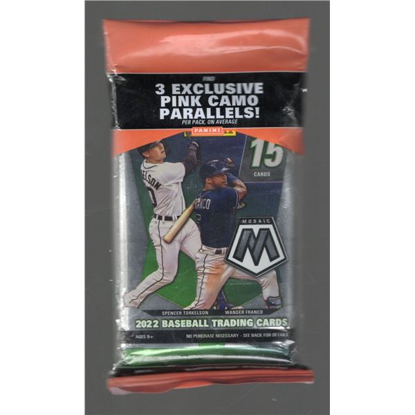 Panini Mosaic 2022 Baseball Value Pack of 15 Cards.