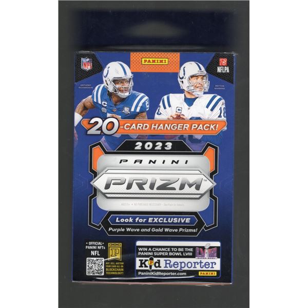 2023 Panini Prizm Football Hanger Box: Look for exclusive purple wave and gold wave prizms! 20 Cards