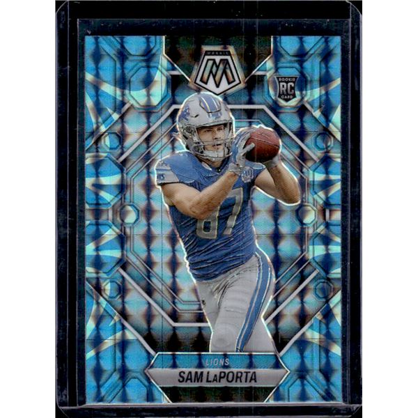 Sam LaPorta ROOKIE CARD 2023 Panini Prizm Reactive Blue Mosaic Prizm #360