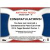 Image 2 : Anthony Rizzo Commemorative Patch 2014 Topps #CP-20