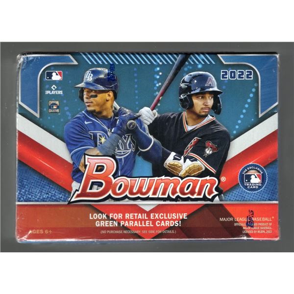 2022 Bowman Baseball Blaster Box: Look for retail exclusive green parallel cards! 12 Cards per pack 