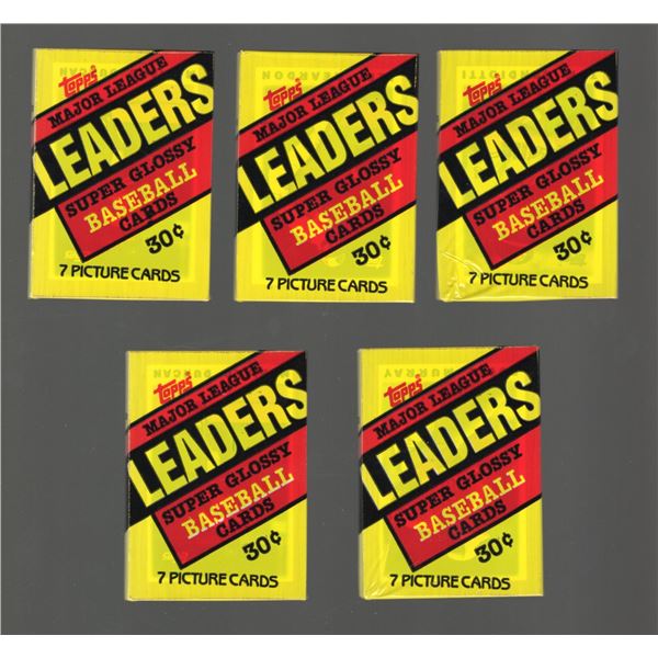 5 Count: 1987 Topps Major League Leaders Super Glossy Baseball Cards. 7 Cards per pack.