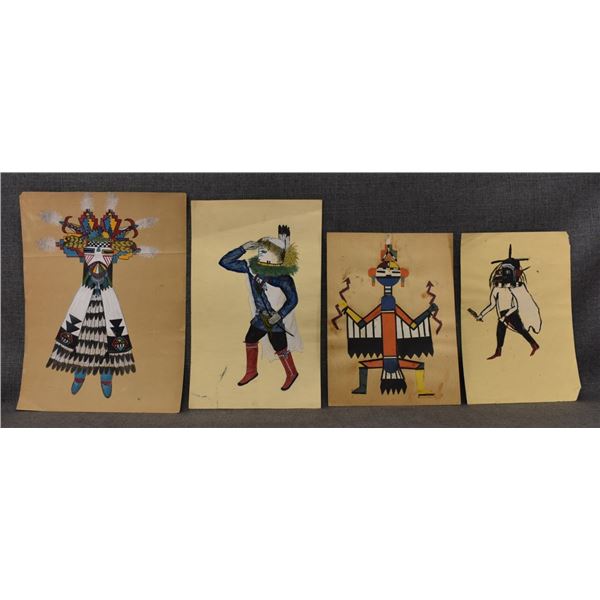 FOUR HOPI PAINTINGS