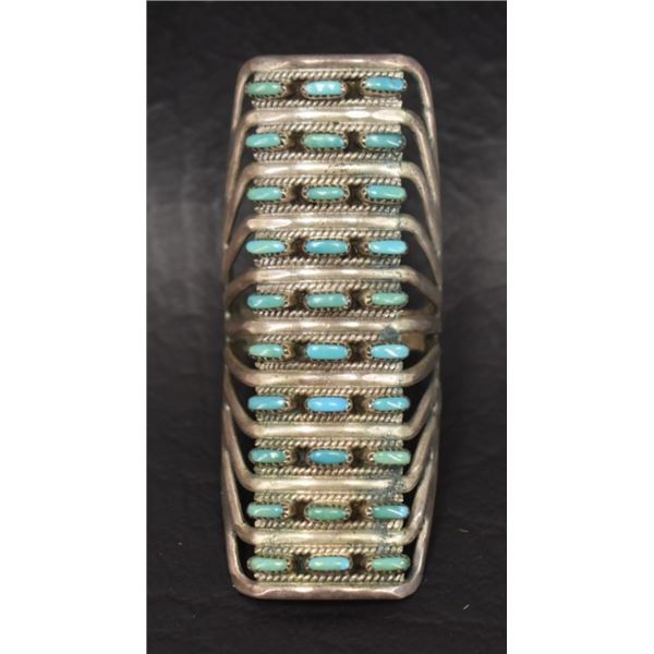 ZUNI SILVER AND TURQUOISE RING