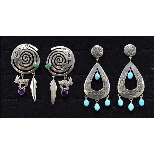 TWO NAVAJO SILVER EARRINGS